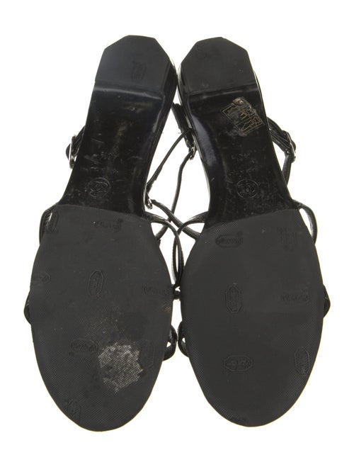 Chanel Interlocking CC Logo Patent Leather Slingback Sandals