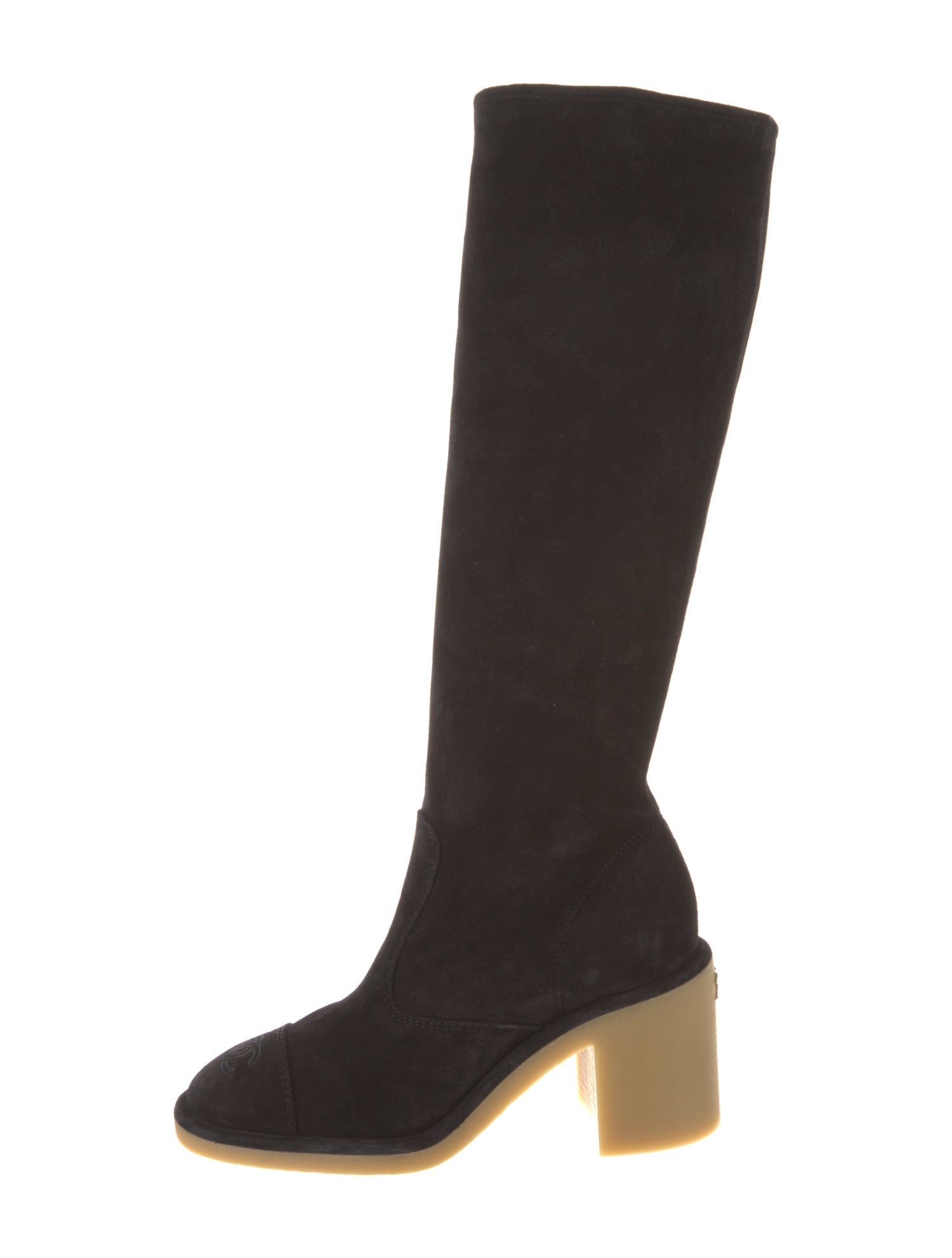 Chanel Interlocking CC Logo Suede Sock Boots