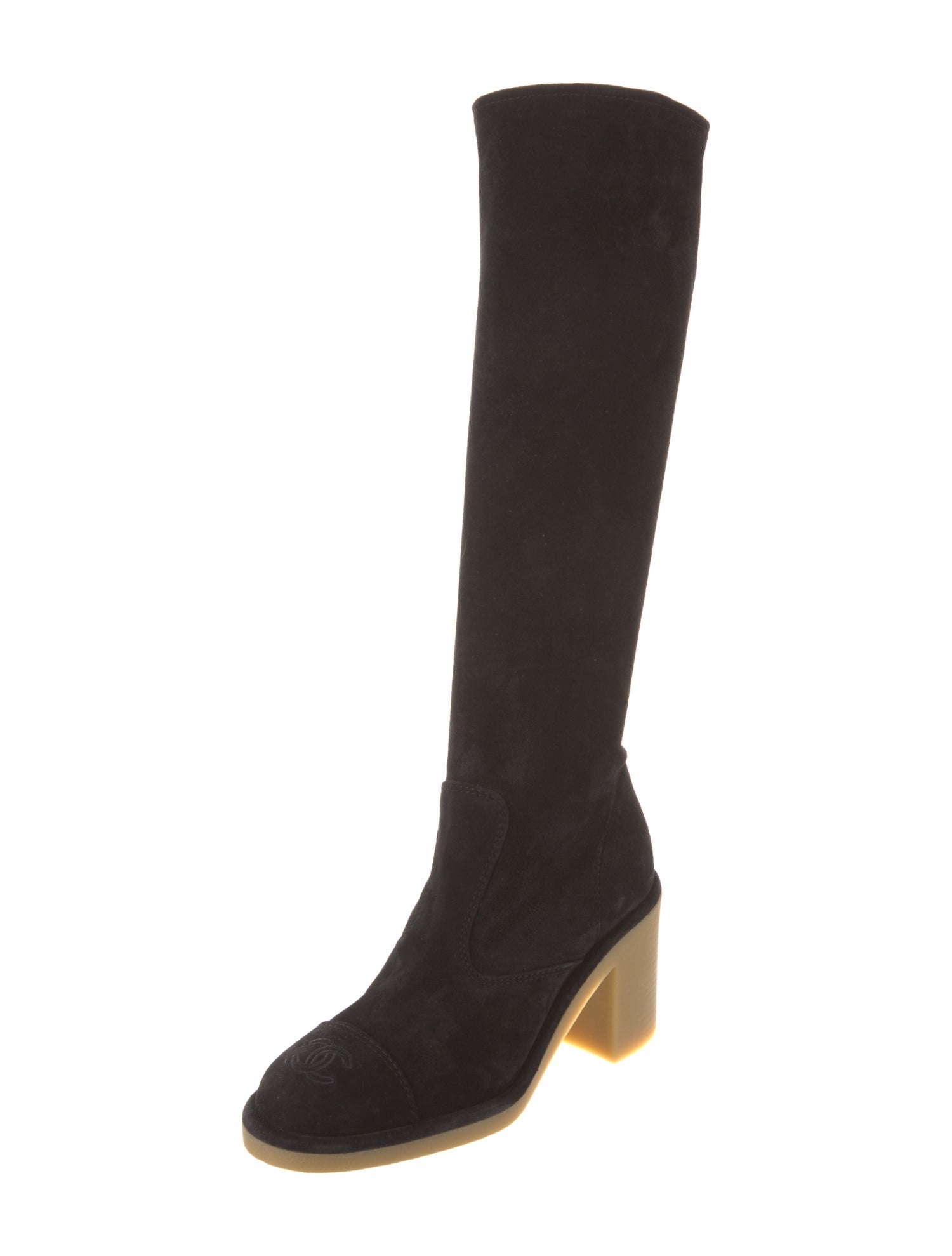 Chanel Interlocking CC Logo Suede Sock Boots