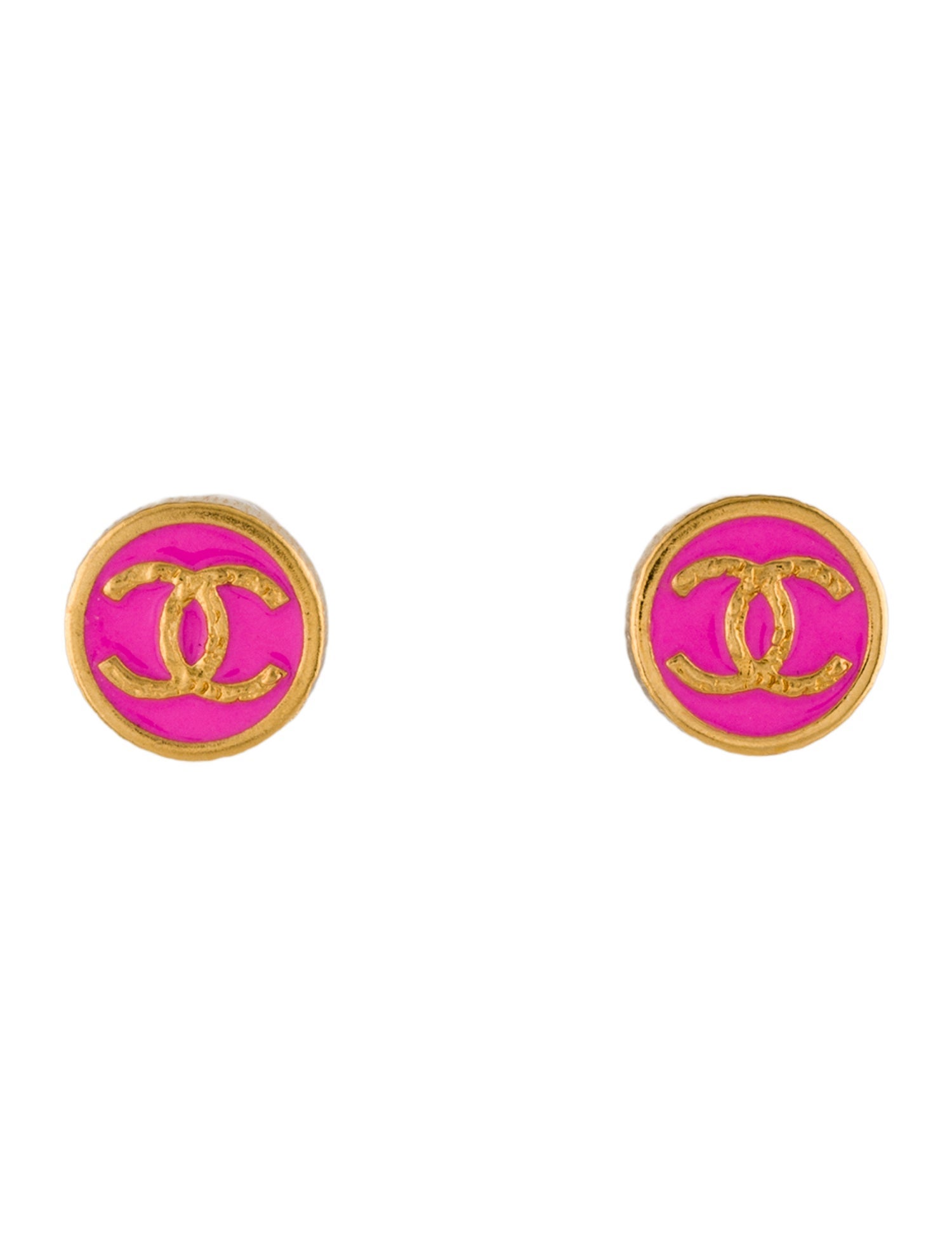 Chanel 2024 Enamel CC Circle Stud Earrings