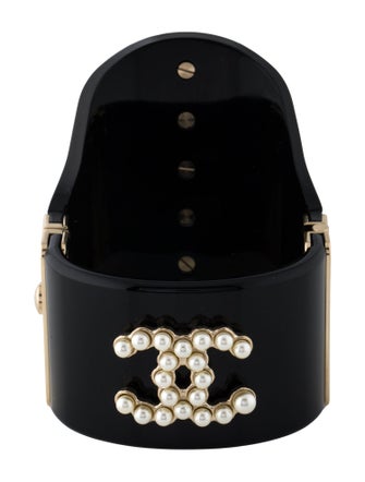 Chanel Faux Pearl & Resin Bangle Bracelet