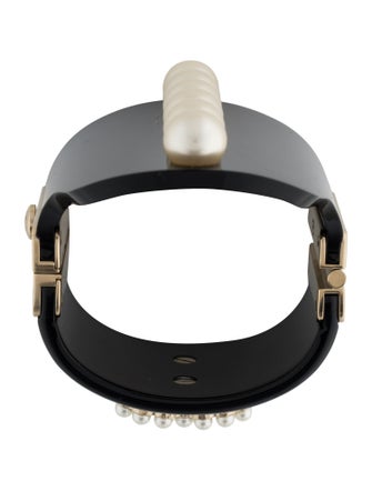 Chanel Faux Pearl & Resin Bangle Bracelet