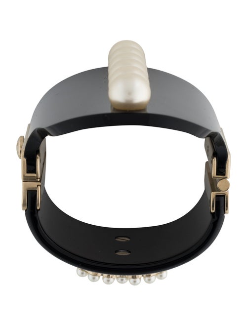 Chanel Faux Pearl & Resin Bangle Bracelet