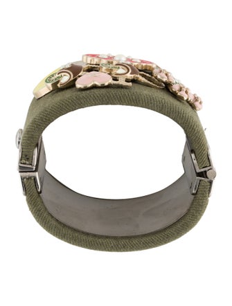 Chanel Faux Pearl, Fabric & Enamel Bangle Bracelet