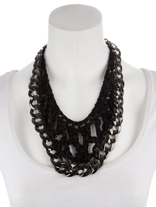 Chanel Tweed & Chain Link Bib Collar Necklace