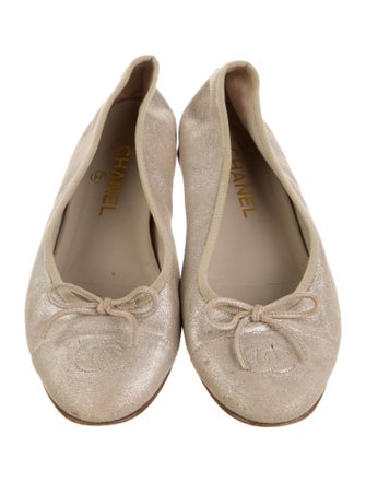 Chanel Interlocking CC Logo Suede Ballet Flats