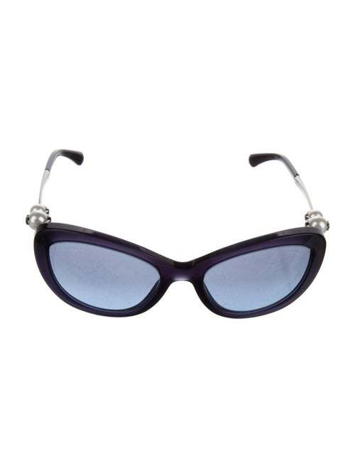 Chanel Pearl Cat Eye Interlocking CC Logo Sunglasses