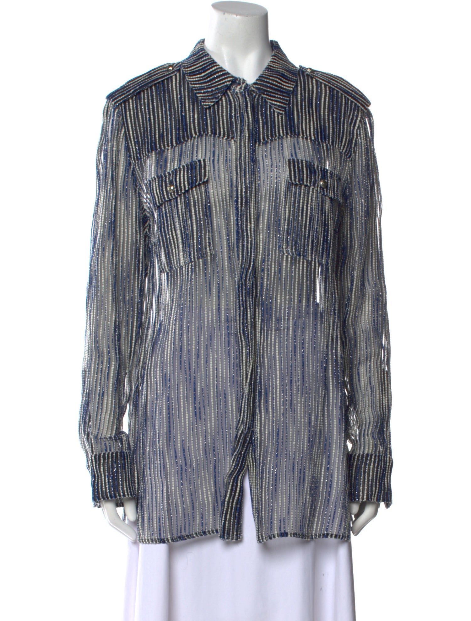 Chanel 2015 Printed Button-Up Top