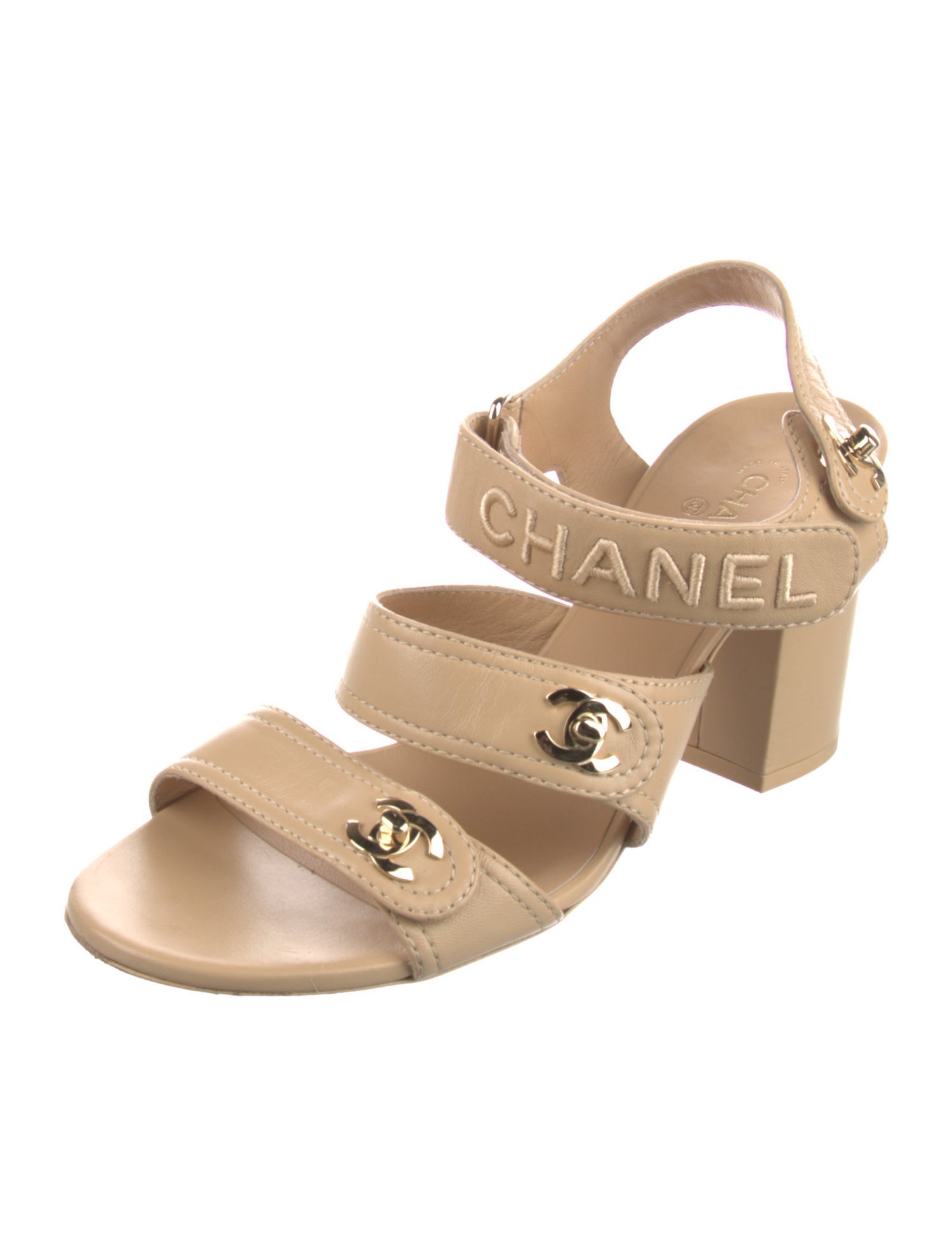 Chanel 2021 Interlocking CC Logo Slingback Sandals