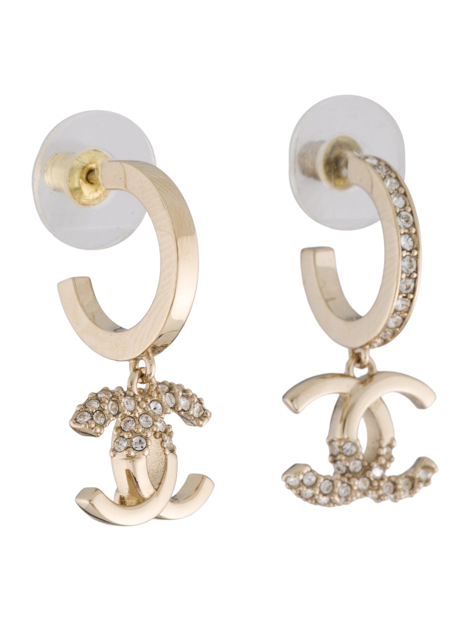 Chanel Strass CC Drop Earrings