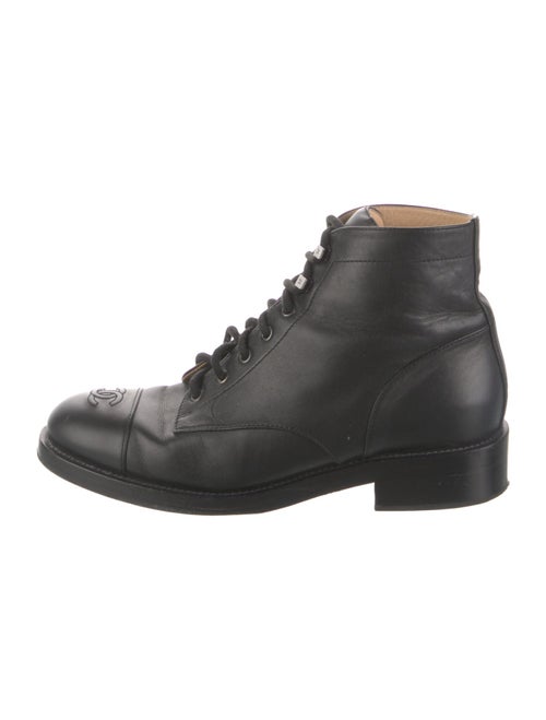 Chanel Interlocking CC Logo Leather Combat Boots