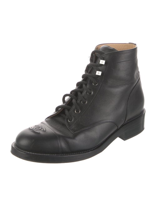 Chanel Interlocking CC Logo Leather Combat Boots