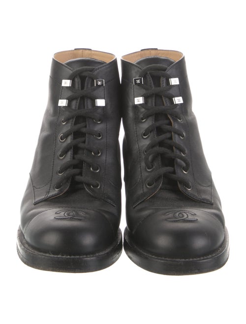 Chanel Interlocking CC Logo Leather Combat Boots