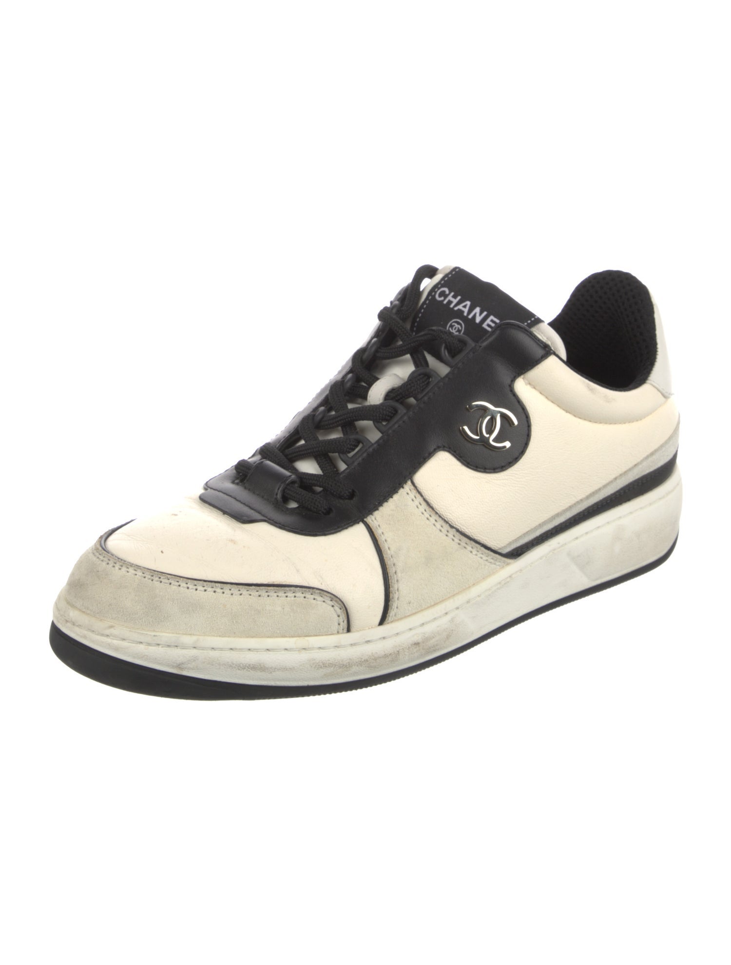 Chanel Interlocking CC Logo Leather Sneakers