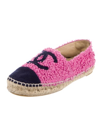 Chanel Interlocking CC Logo Tweed Espadrilles