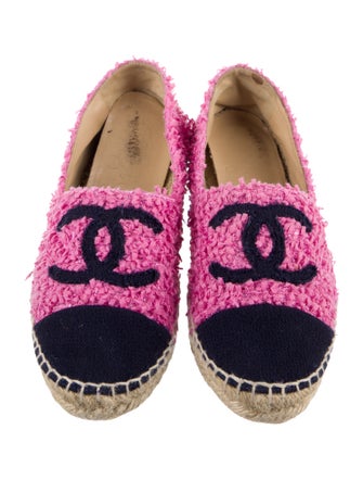 Chanel Interlocking CC Logo Tweed Espadrilles