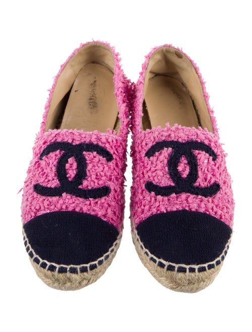 Chanel Interlocking CC Logo Tweed Espadrilles
