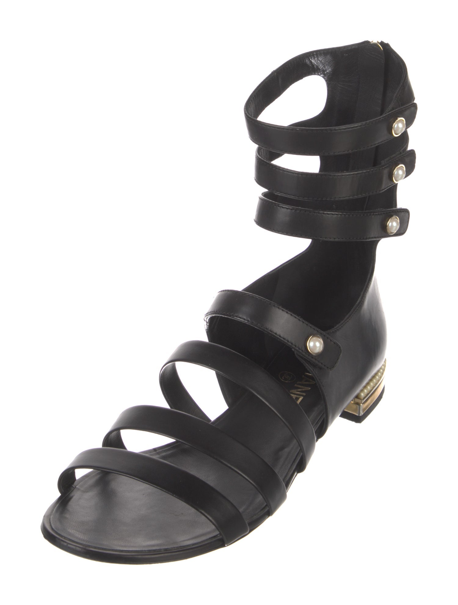 Chanel 2017 Faux Pearl Accents Gladiator Sandals