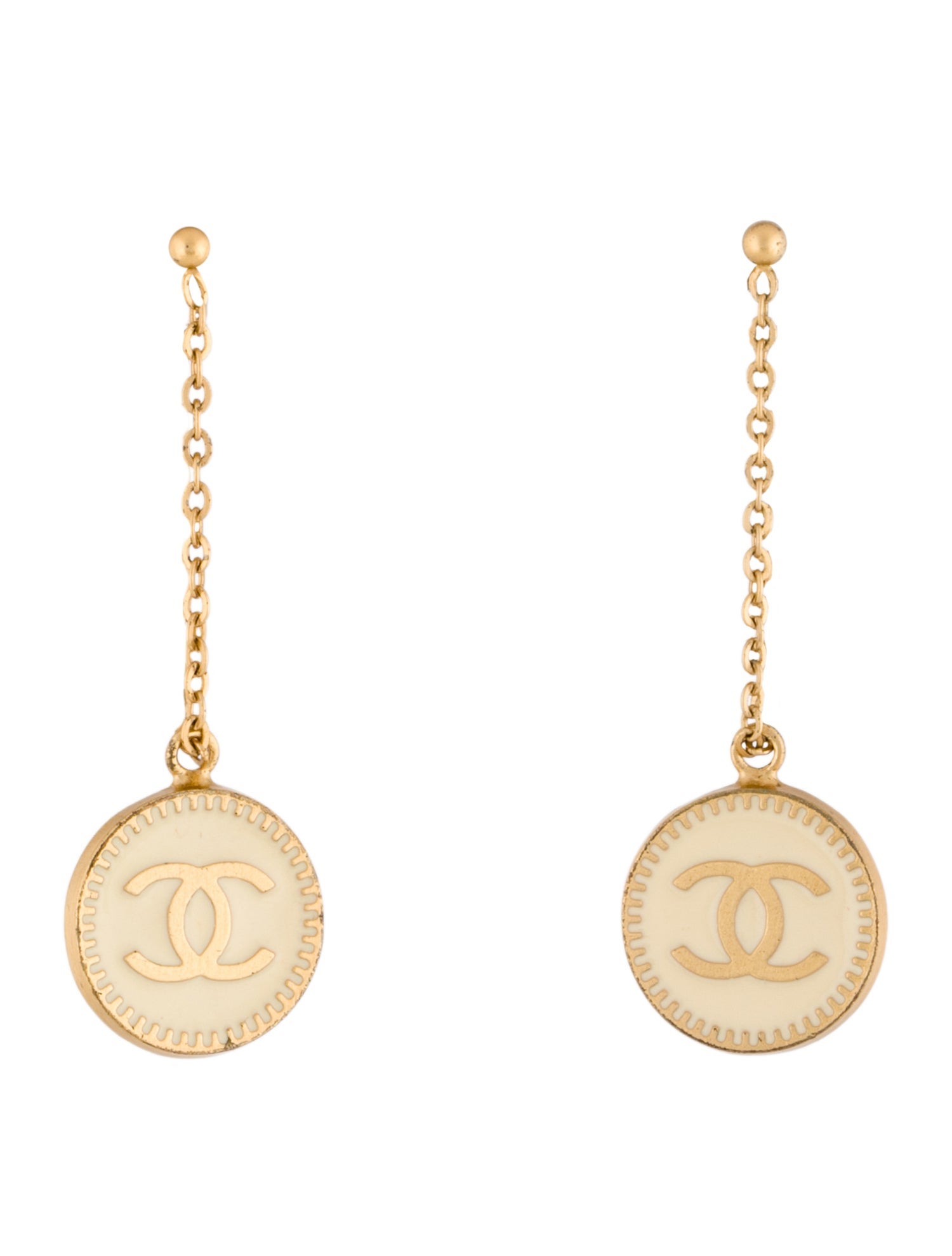 Chanel Vintage Enamel CC Drop Earrings