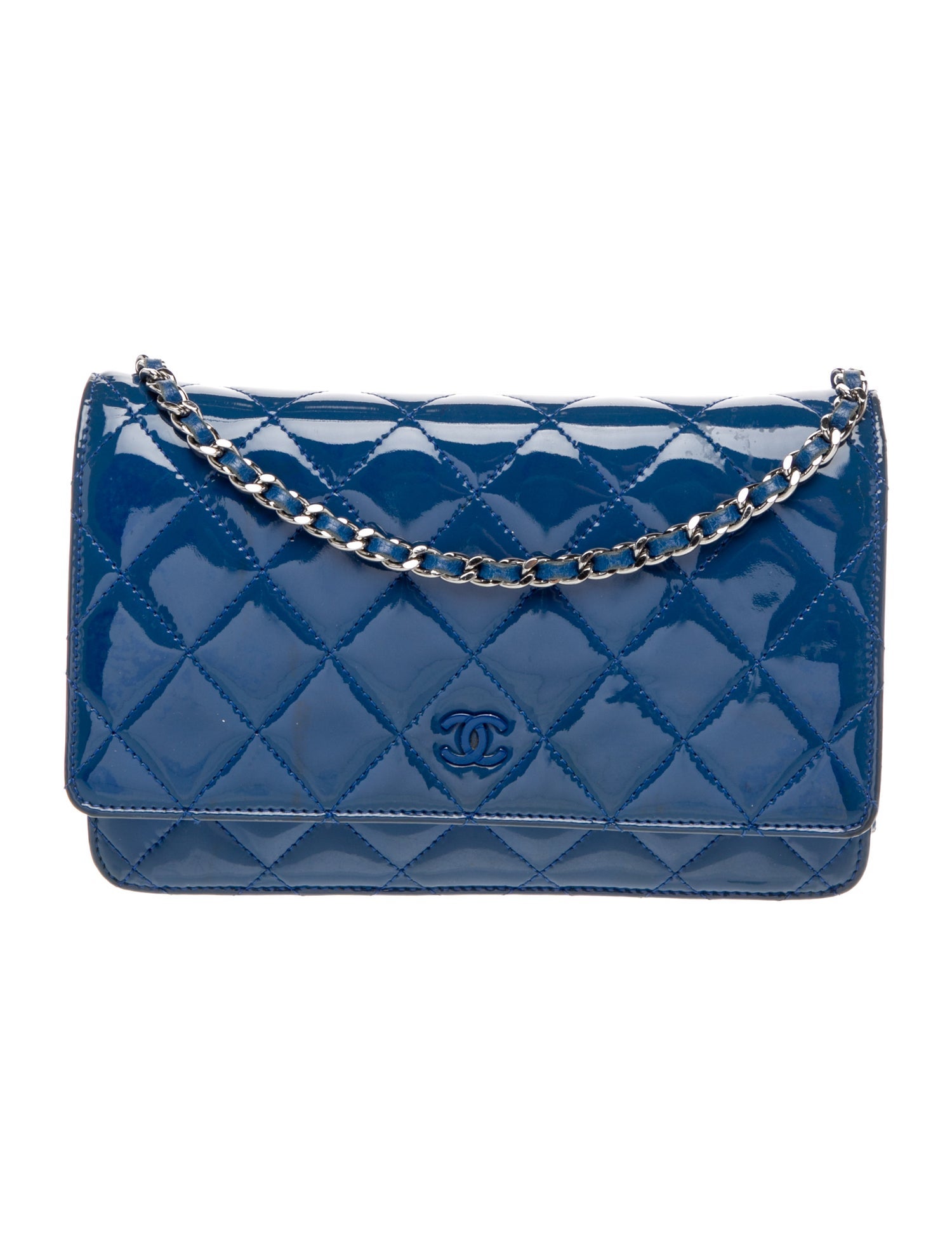Chanel Patent Quilted Wallet On Chain