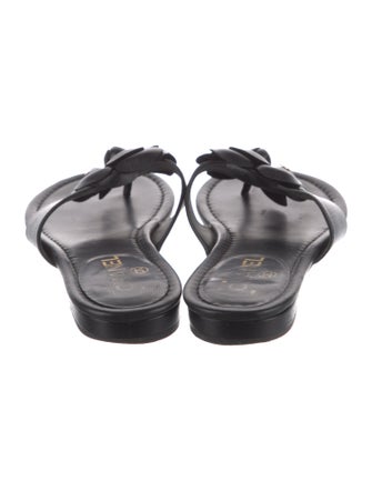 Chanel Interlocking CC Logo Leather Flip Flops