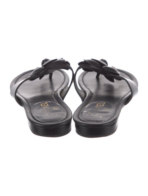 Chanel Interlocking CC Logo Leather Flip Flops