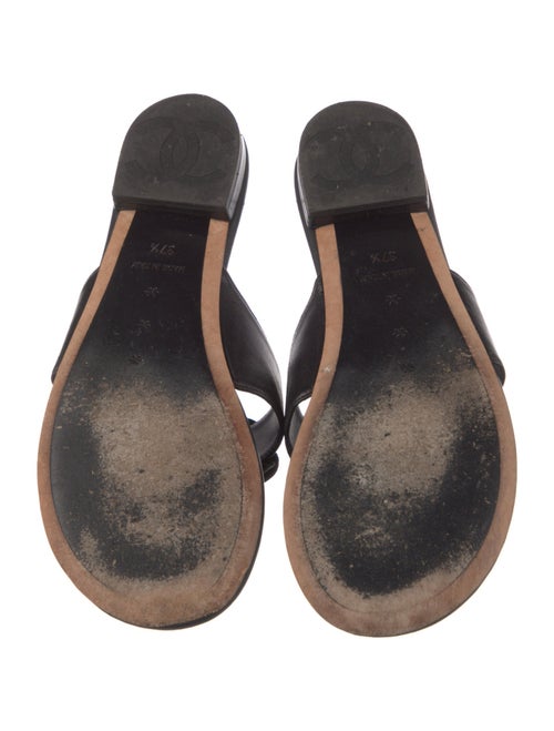 Chanel Interlocking CC Logo Leather Flip Flops