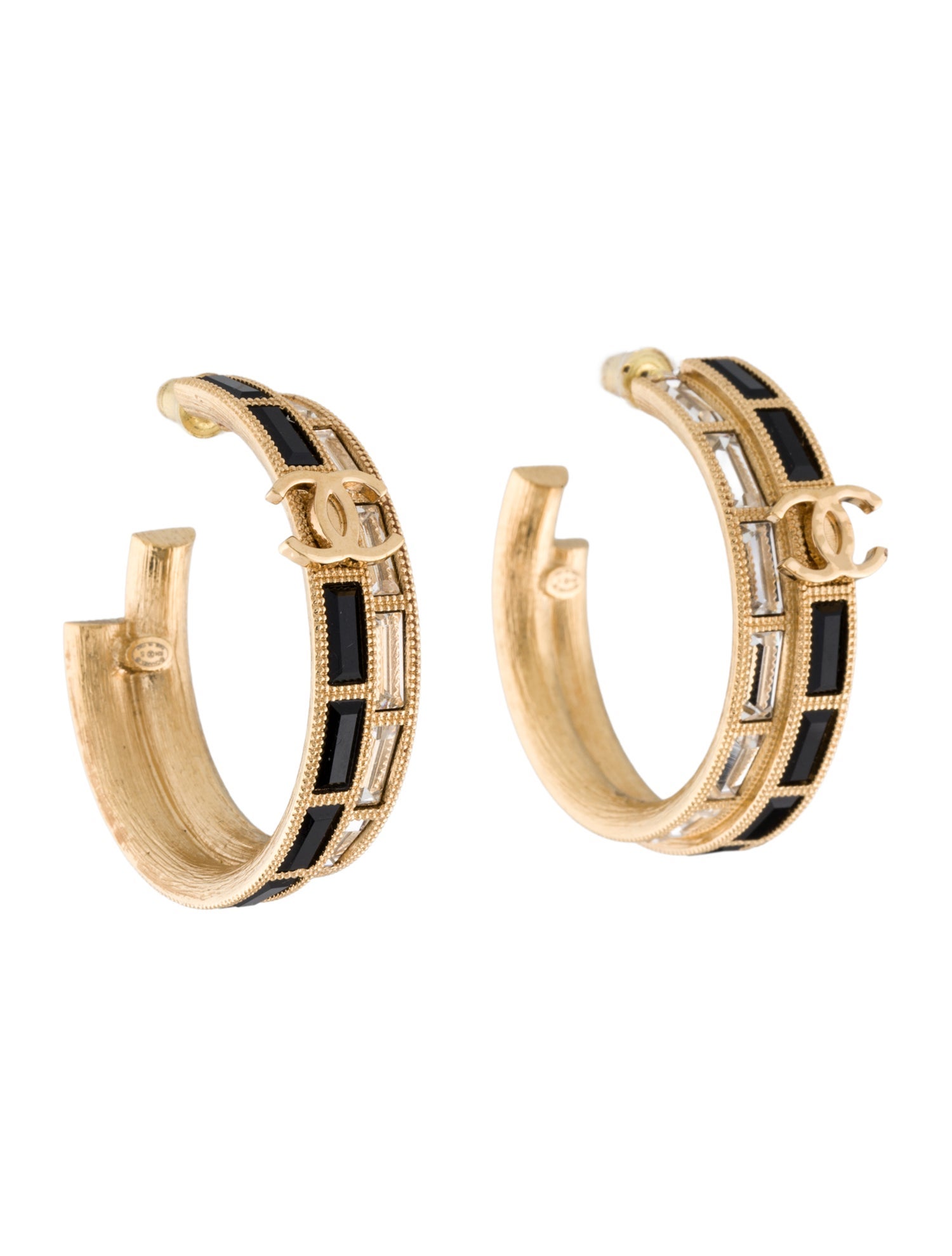 Chanel 2024 Strass CC Hoop Earrings