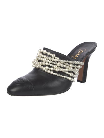 Chanel Interlocking CC Logo Leather Mules