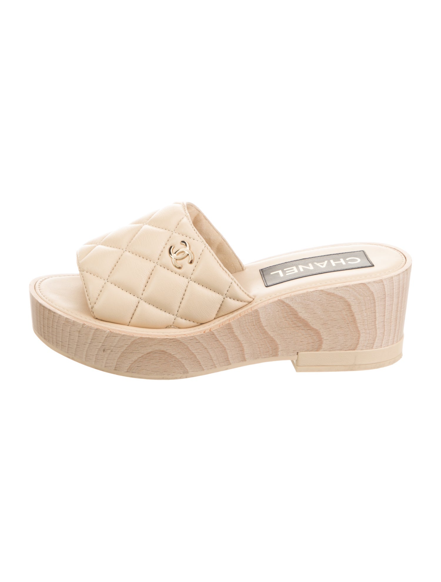 Chanel Interlocking CC Logo Leather Slides