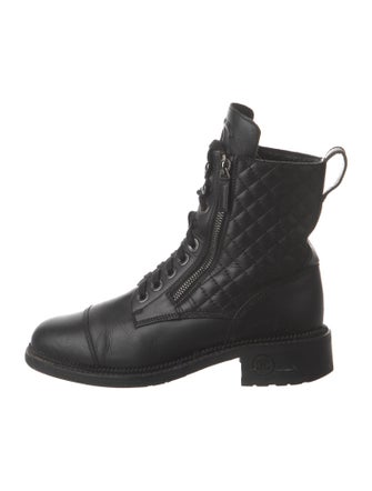 Chanel Interlocking CC Logo Leather Combat Boots