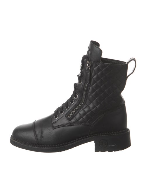 Chanel Interlocking CC Logo Leather Combat Boots