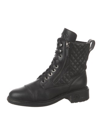Chanel Interlocking CC Logo Leather Combat Boots