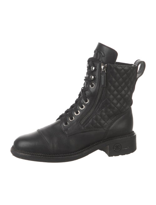 Chanel Interlocking CC Logo Leather Combat Boots