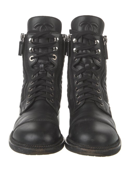 Chanel Interlocking CC Logo Leather Combat Boots