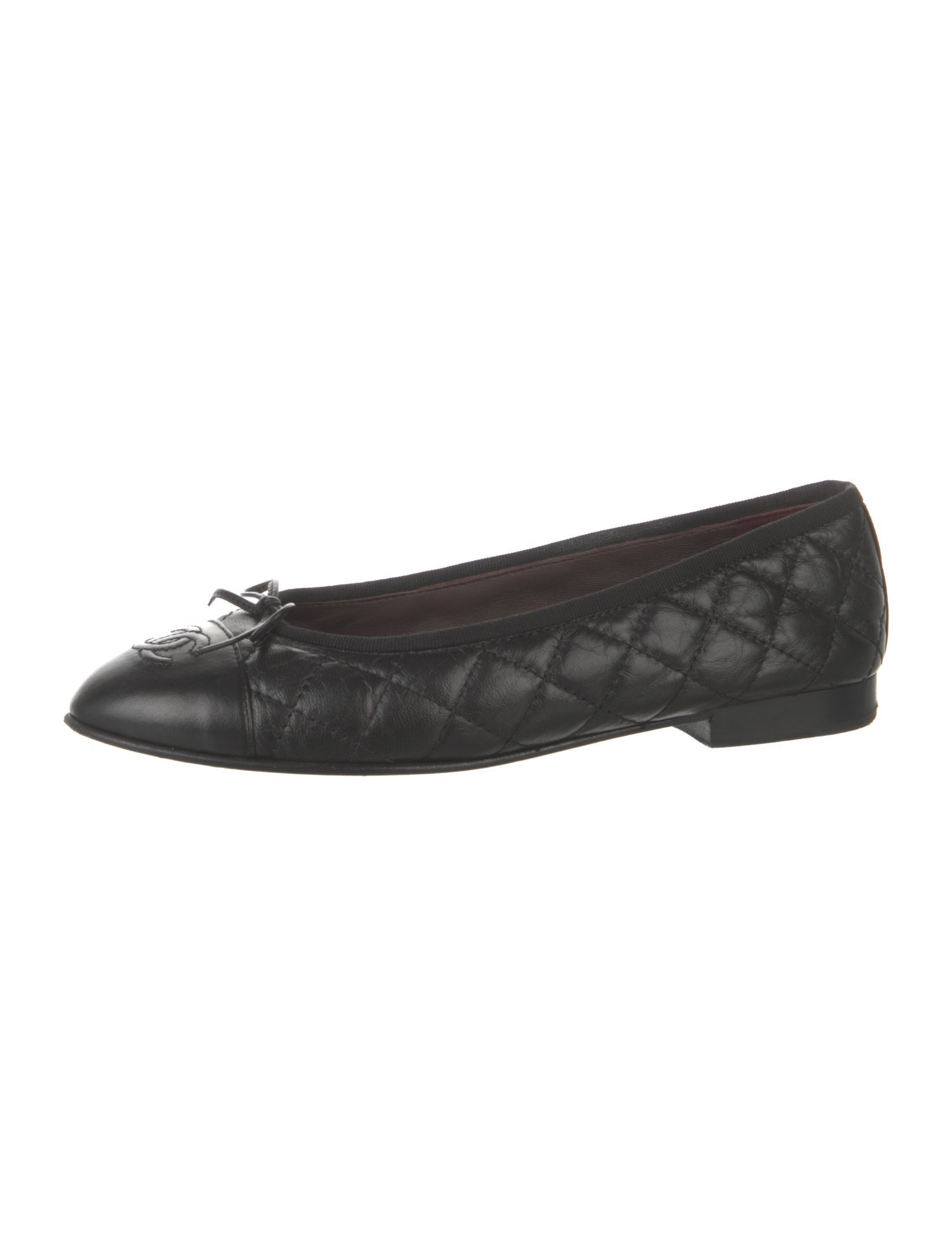 Chanel Interlocking CC Logo Leather Ballet Flats