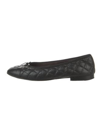 Chanel Interlocking CC Logo Leather Ballet Flats