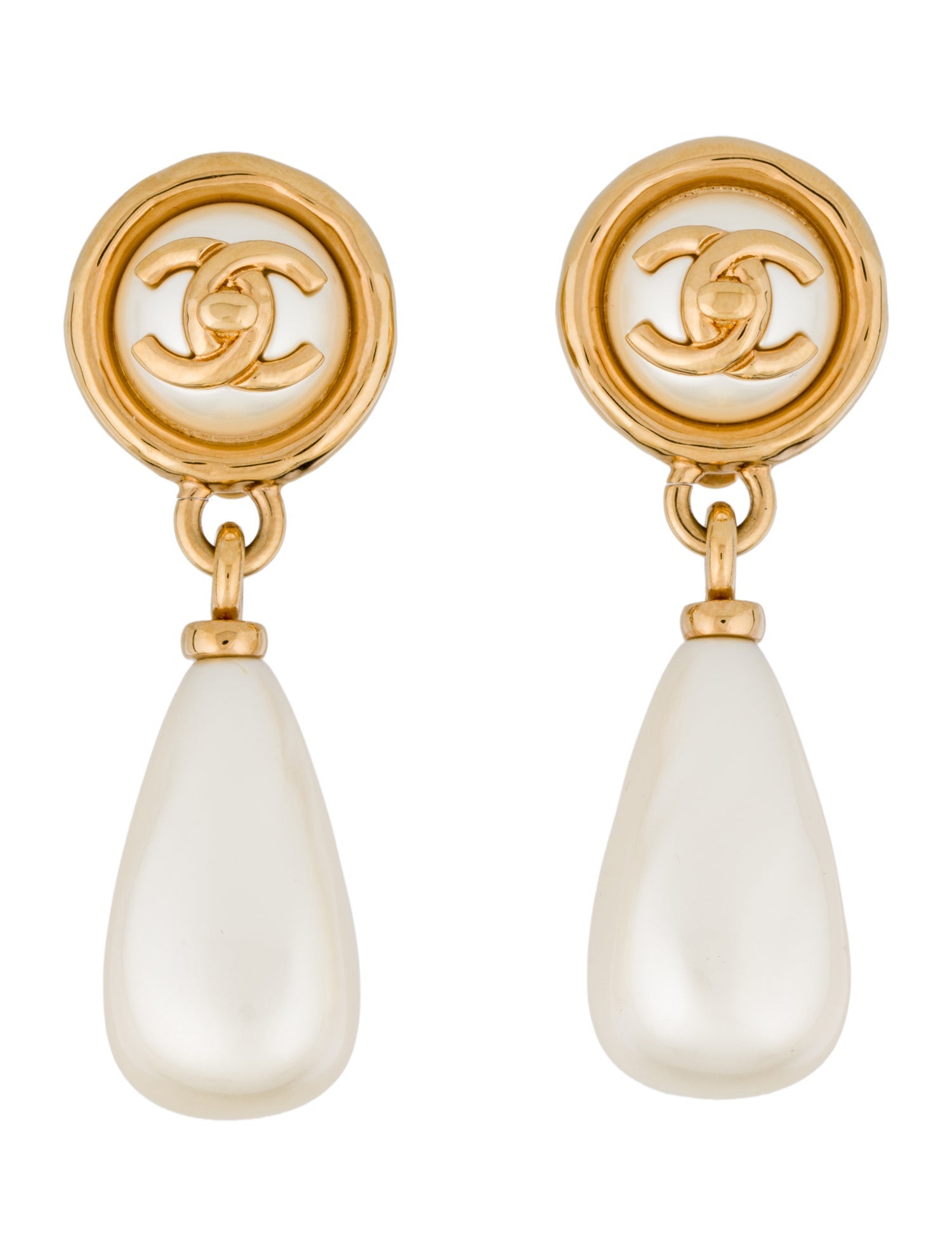 Chanel 2024 Faux Pearl CC Drop Clip-On Earrings