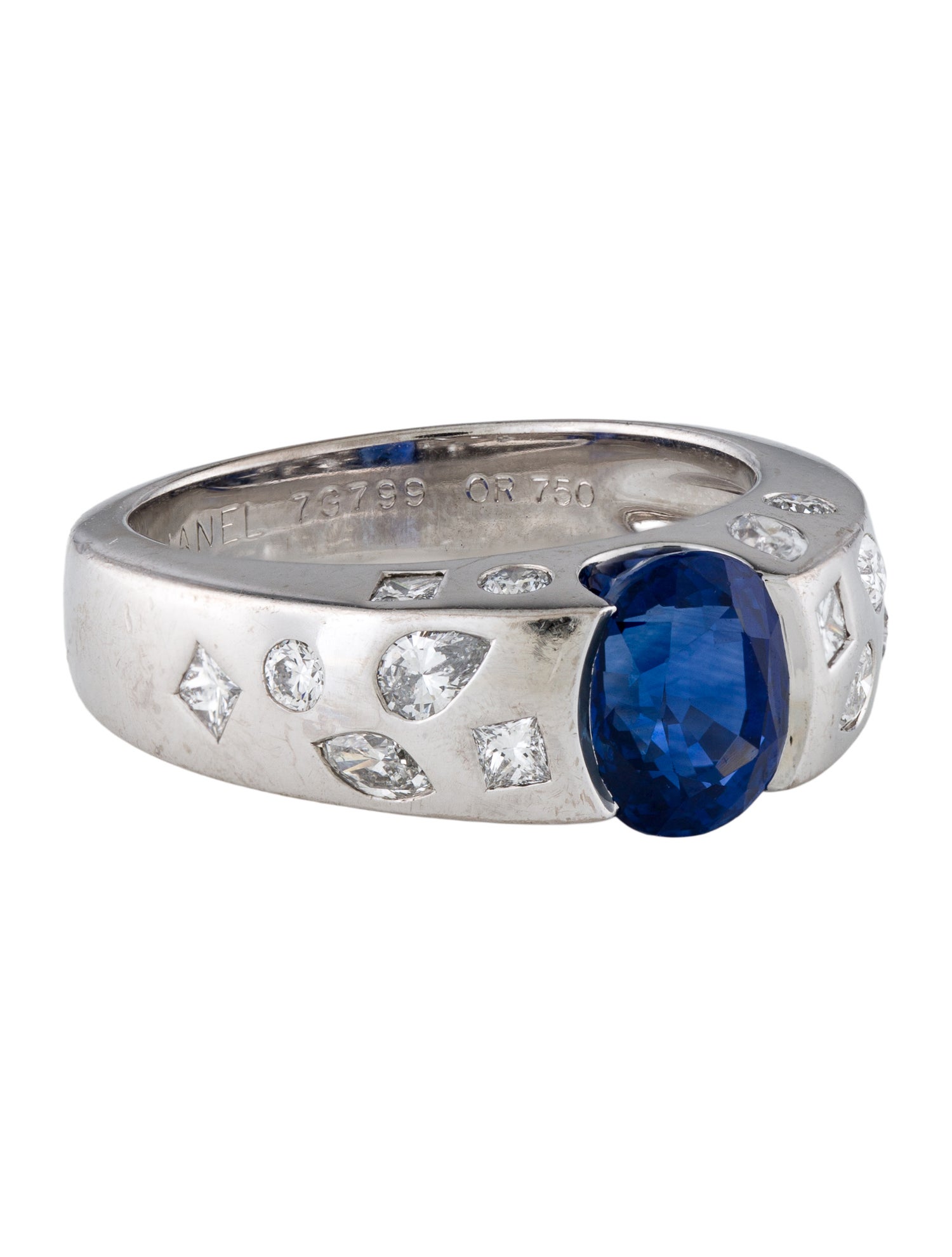 Chanel 18K 1.96ct Sapphire & Diamond Cocktail Ring
