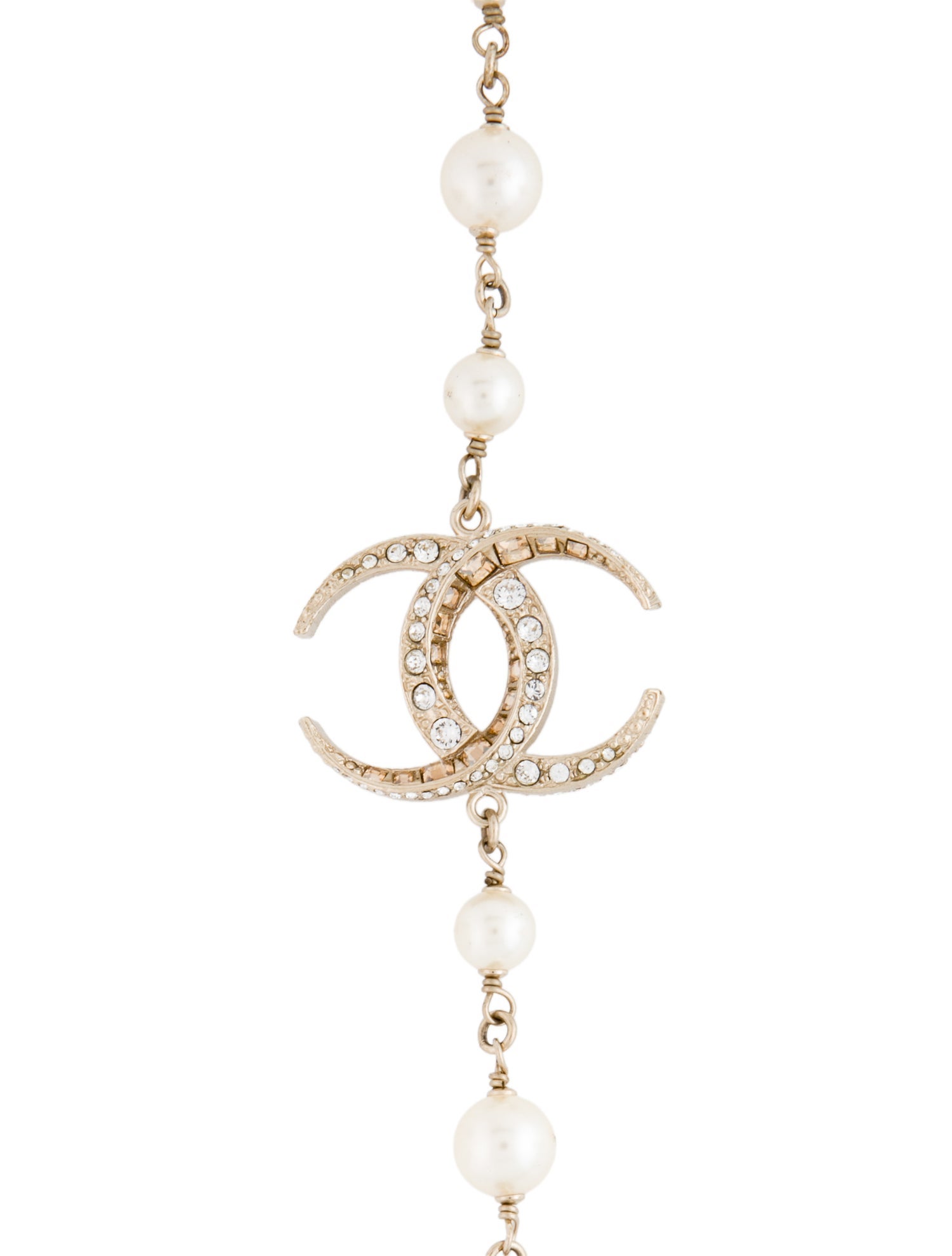 Chanel Faux Pearl & Strass CC Station Necklace