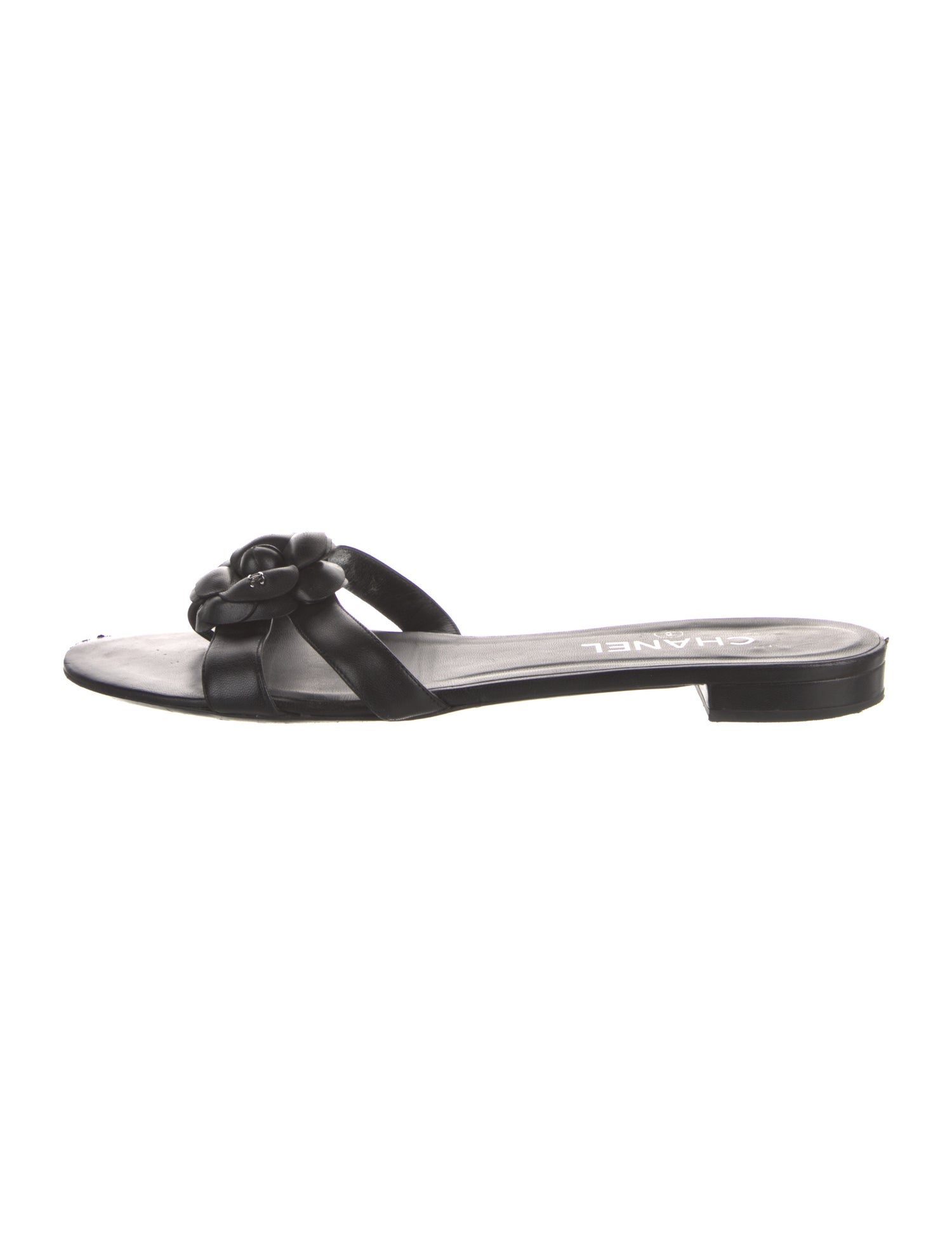 Chanel Interlocking CC Logo Leather Slides