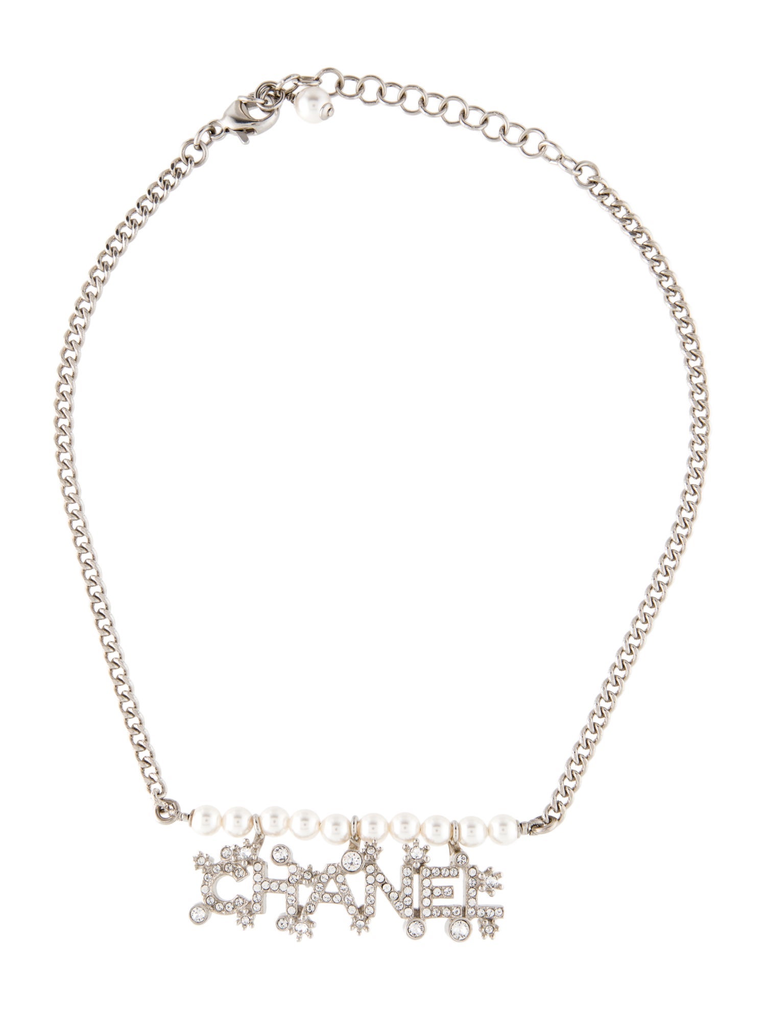 Chanel 2023 Faux Pearl & Strass 'Chanel' Choker Necklace