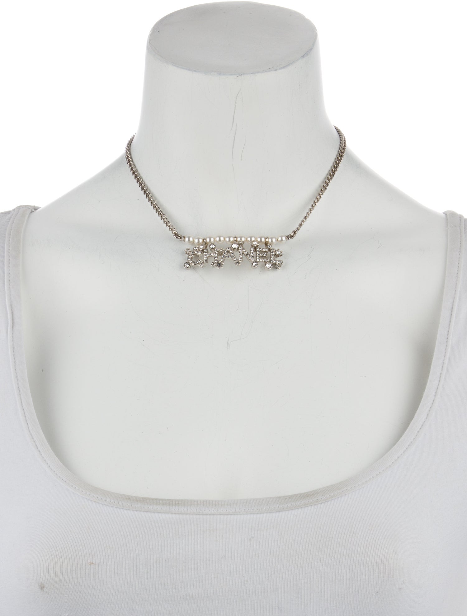 Chanel 2023 Faux Pearl & Strass 'Chanel' Choker Necklace