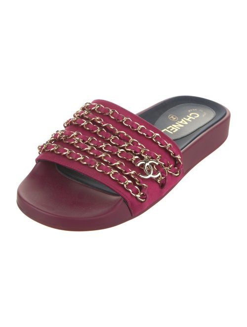 Chanel Interlocking CC Logo Satin Slides