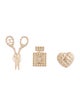 Chanel 2021 Strass CC Scissors, Heart & Bottle Pin Set