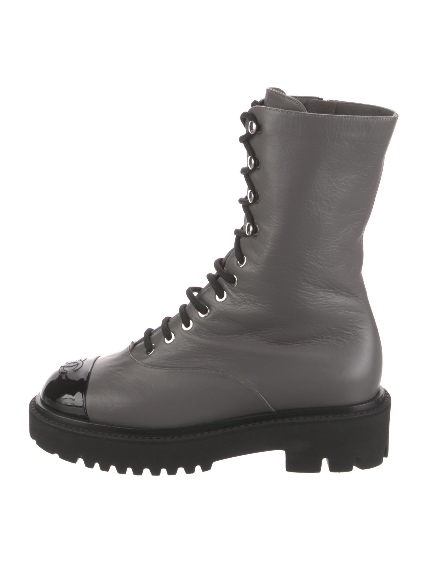 Chanel 2022 Interlocking CC Logo Combat Boots