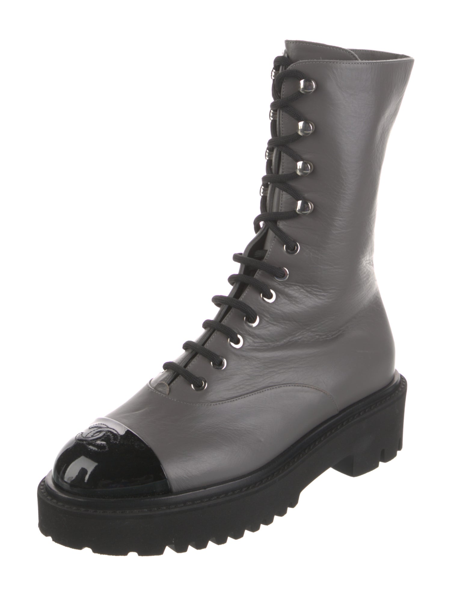 Chanel 2022 Interlocking CC Logo Combat Boots