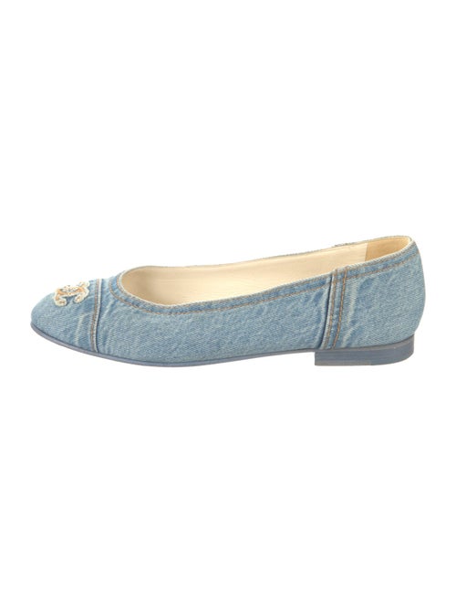 Chanel Interlocking CC Logo Denim Flats