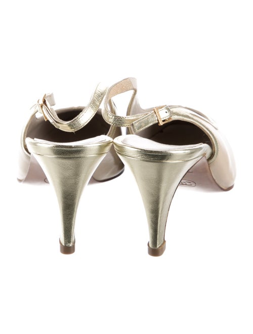 Chanel Interlocking CC Logo Leather Slingback Pumps