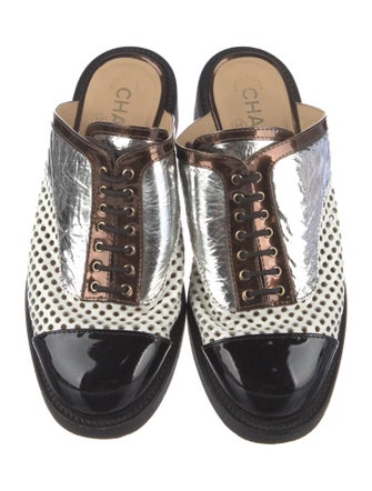 Chanel Interlocking CC Logo Leather Mules